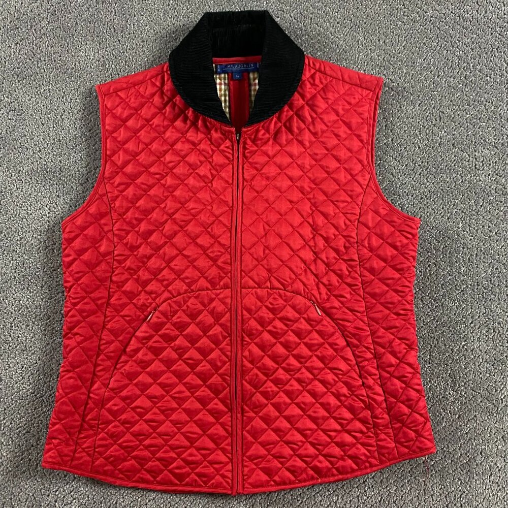 J. McLaughlin Vest Women's Medium Red Quilted Corduroy Collar